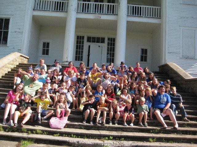 Making silly faces on the steps of Lincoln Hall